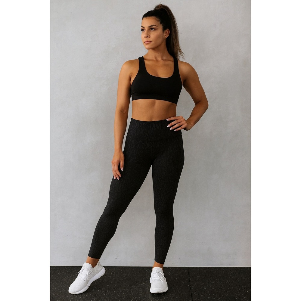 SPANX Leopard Print‎ High Waisted Leggings Charcoal Grey M M